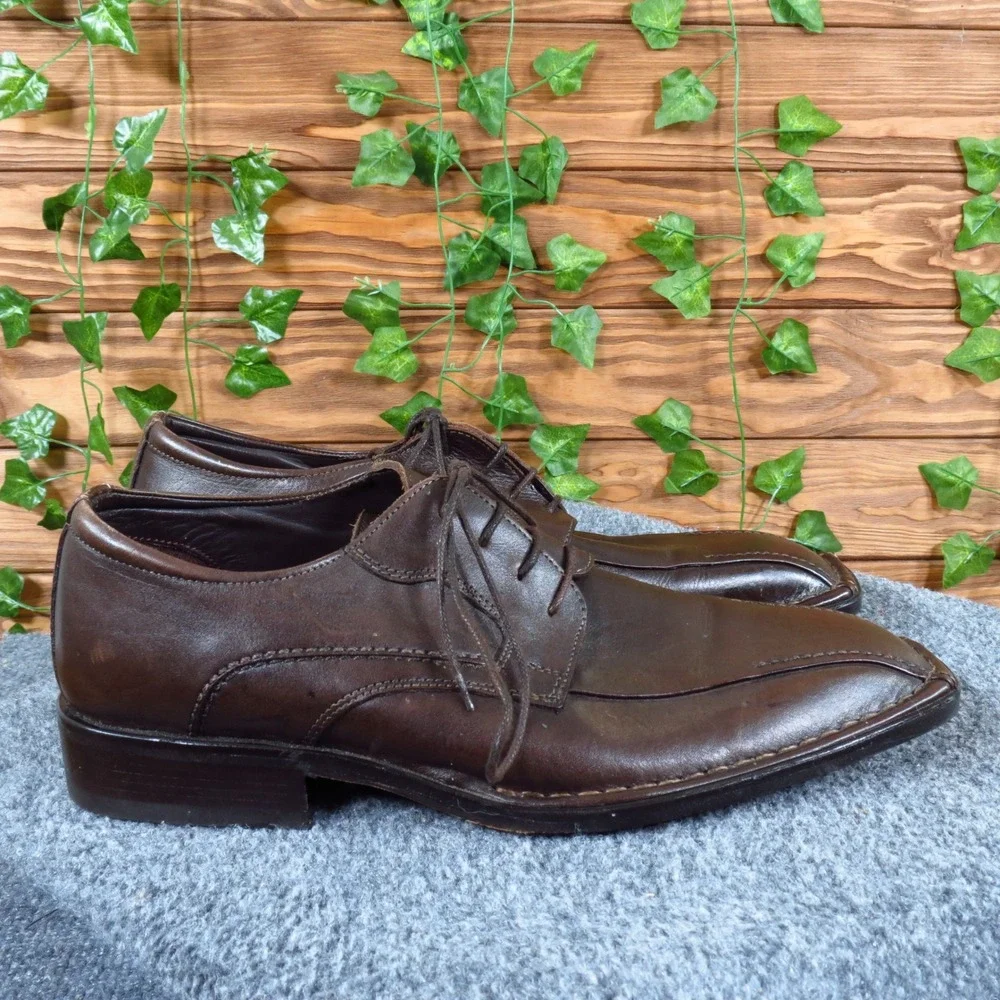 Alfani Men Derby Dress Shoes Size 10 Formal Business Square Toe Brown Leather‎